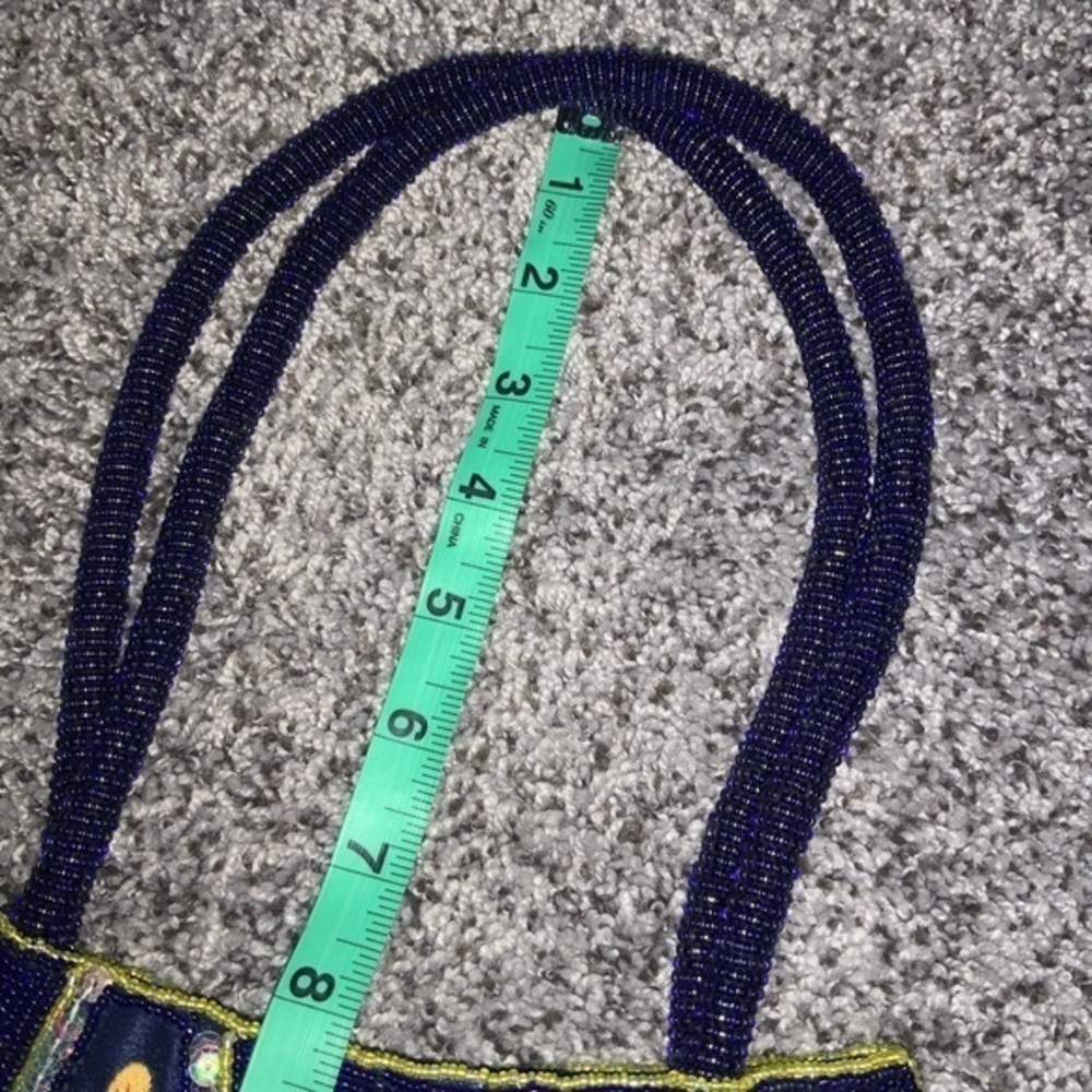 Unique/Rare Vintage Navy Beaded/Sequin/Embroidered Floral Paisley Shoulder Bag - Picture 10 of 14